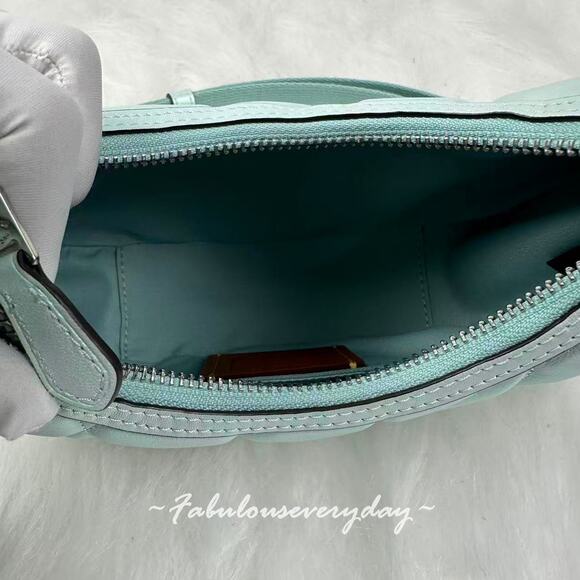 Coach Carmen Mini Crossbody Bag In Pearlized Leather/Silver/Green CBI46 NWT - Picture 8 of 9